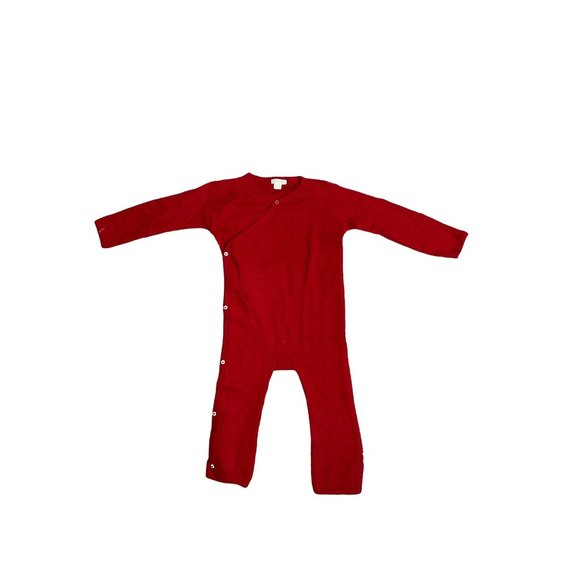 Burts Bees Baby 18 Months Kids Red Long Sleeve Bodysuit Wrap Snap Closure - Picture 1 of 4